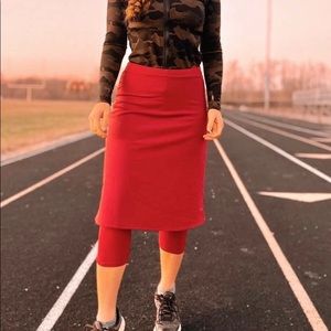 Burgundy / red athletic midi skirt